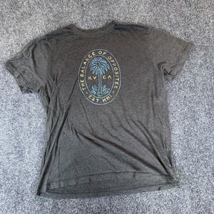 RVCA Vintage Dye The Balance Of Opposites T-Shirt Mens L Gray Palm Seal Slim Fit